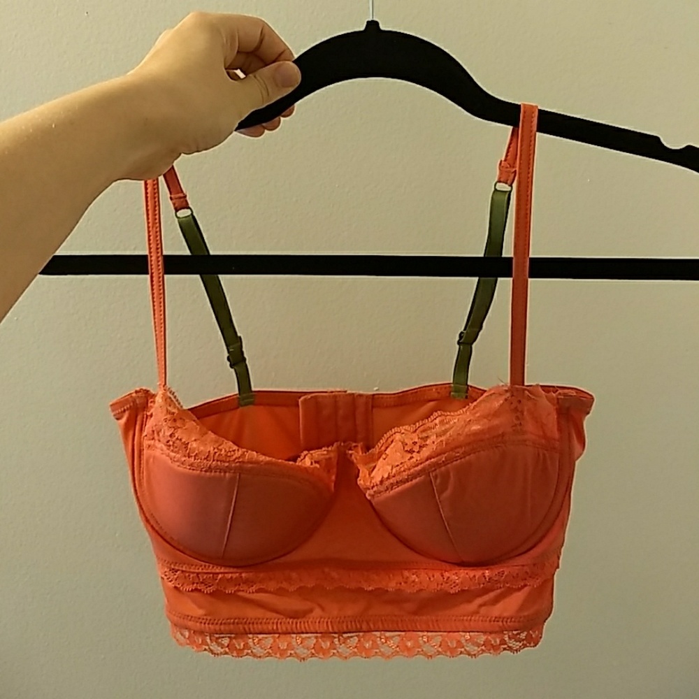 Coral Lace Trim Bra